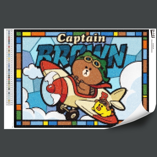 38 x 52 도안형 십자수 라인프렌즈글라스아트 캡틴브라운 퍼즐